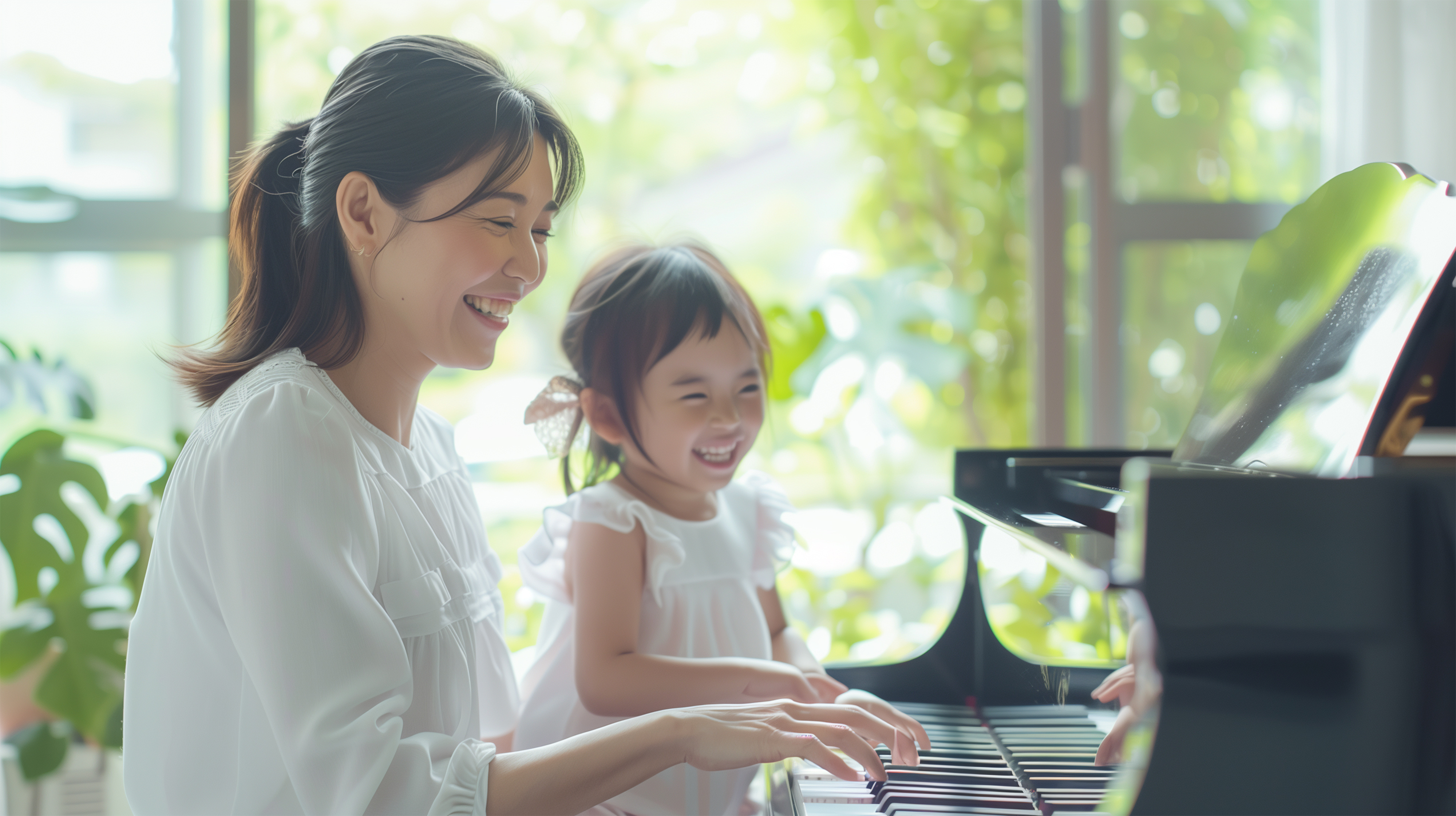 親子でピアノレッスンを楽しむ様子(イメージ画像、実際の教室の写真ではありません)
